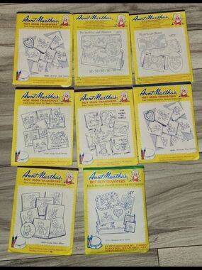 Lot of 8 Envelopes of Vintage Aunt Martha's Iron Transfer Pattern Design No. 372